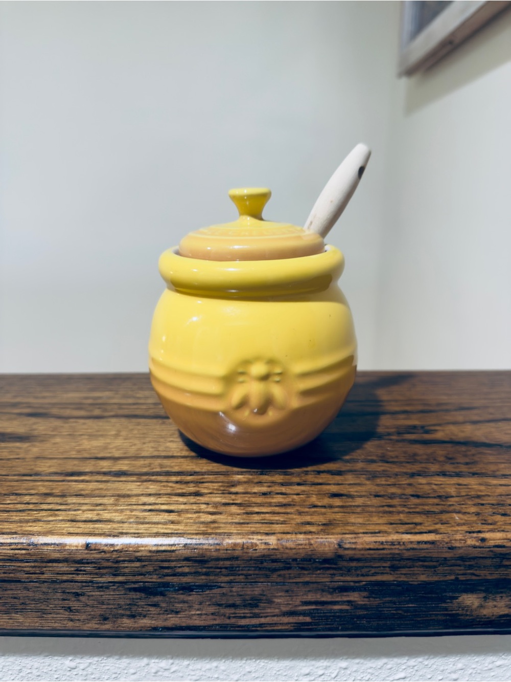 Le Creuset Yellow Ceramic Honey Pot with Spoon - Home Dining